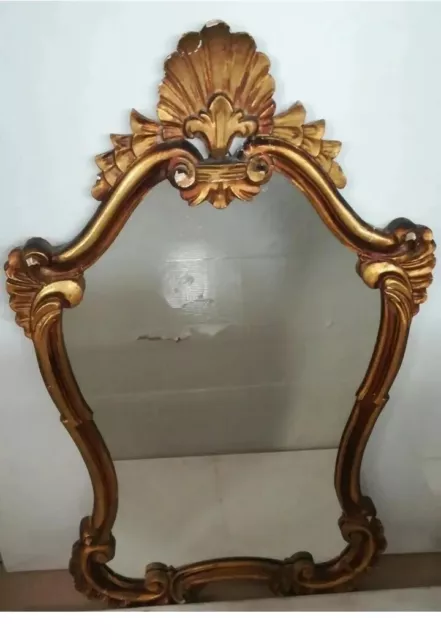 Antico specchio con cornice in legno dorato - Prima metà del '900