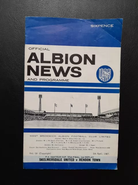 FA AMATEUR CUP SEMI FINAL 1967 2ND REPLAY Skelmersdale v Hendon @ West Brom