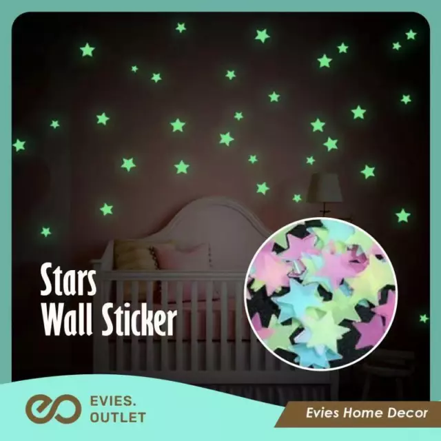 100 PCS Glow In The Dark Stars Wall Stickers Luminous Stars Decal Kids Room