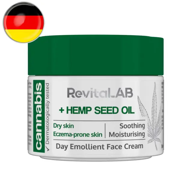 Cannabis. Extract Day Emollient Face Cream with Organic Hemp Seed Oil for Deep N
