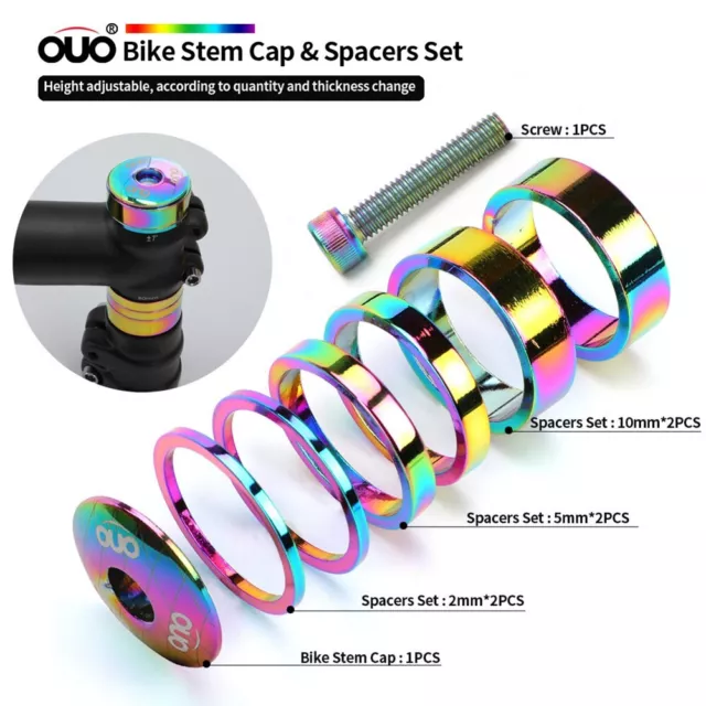 Aluminum Alloy Headset Spacer Set for Road and Mountain Bikes Colorful Design