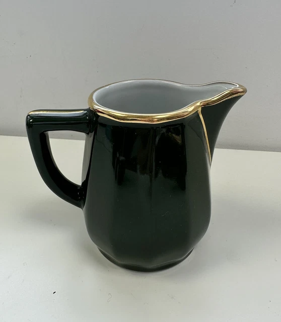 Aplico France Porcelain Green Gold Cream Milk Jug Approx 10.5cm
