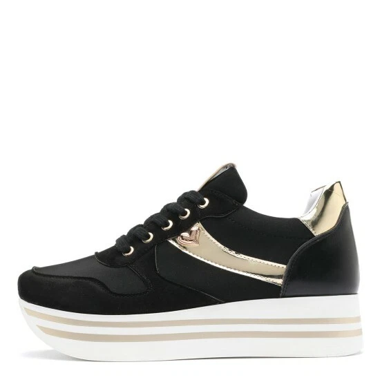 Chaussures pour Femmes Braccialini Baskets Hautes Platform Compensées Été Noir