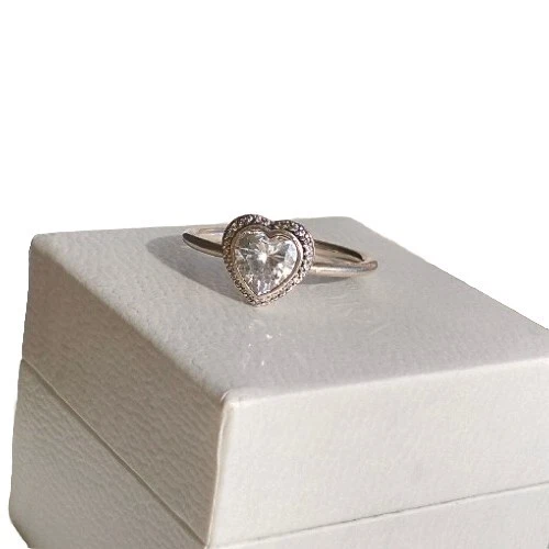 🤍Pandora Silver CZ Sparkling Love Heart Halo Size 60 #190929CZ Authentic Ale 🤍