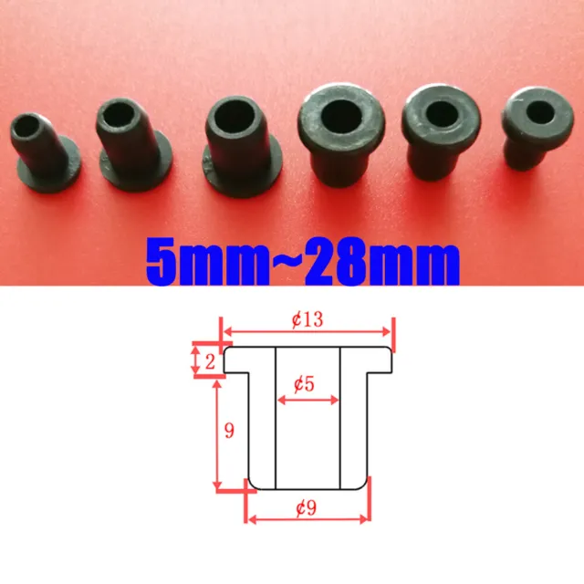 Through-Hole Rubber Seal 5mm~28mm Power Cord Single-sided Guard Coil Black Plug