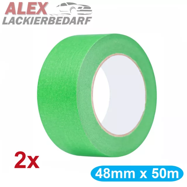 2x Premium Abdeckband Grün 48mm x 50m wasserfest Lackierer Klebeband Autolack