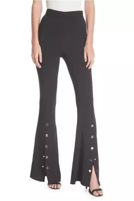 Cushnie Et Ochs Emma Flared High Waist Snap Black Pants 8