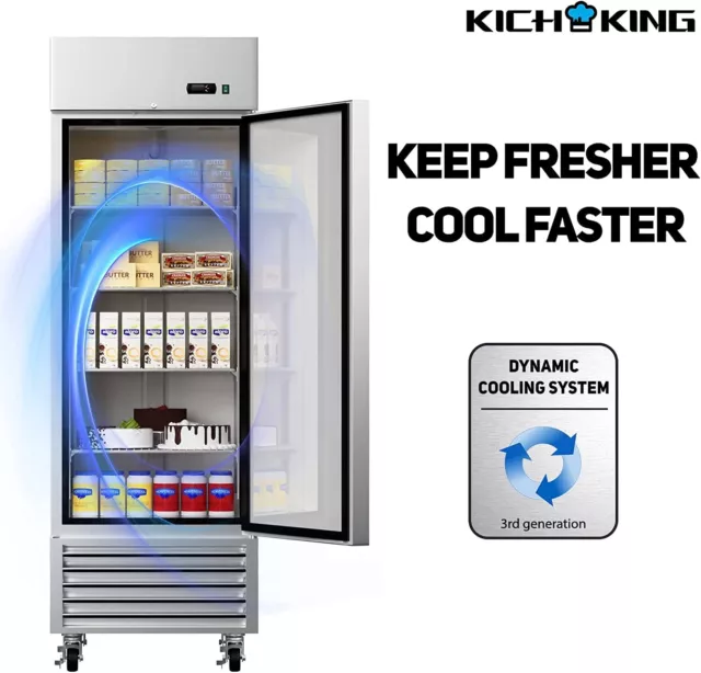 Single Door Cooling Commercial Reach In Stainless Steel Refrigerator 23 Cu.Ft