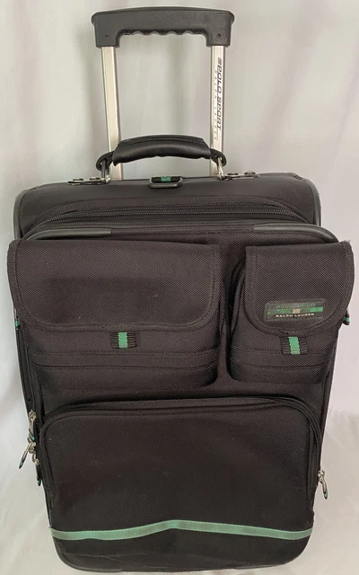Polo Sport Ralph Lauren Black 22” Upright Expandable 2 Wheeled Carry On Suitcase