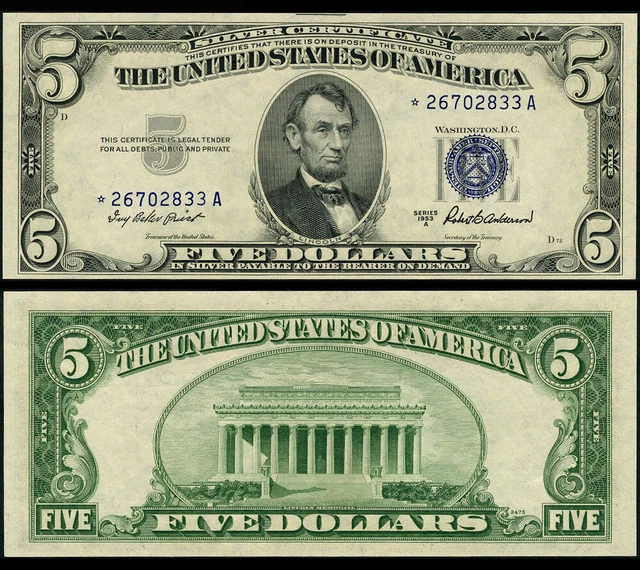 FR. 1656* $5 1953-A Silver Certificate Choice CU+ Star