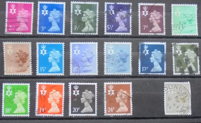 1971 to 1992, GB, QE2, Northern Ireland, 16 Different Decimal Machins, Used