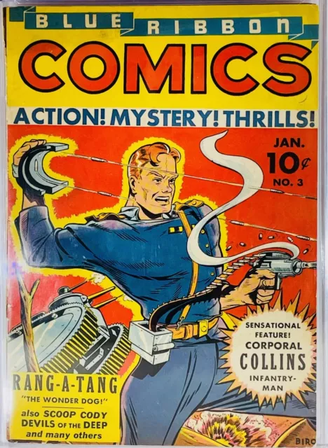 Blue Ribbon Comics #3,1940 CGC 1.5 ⭐️Very Scarce⭐️Pre-Archie WWII Biro Cover🇺🇸