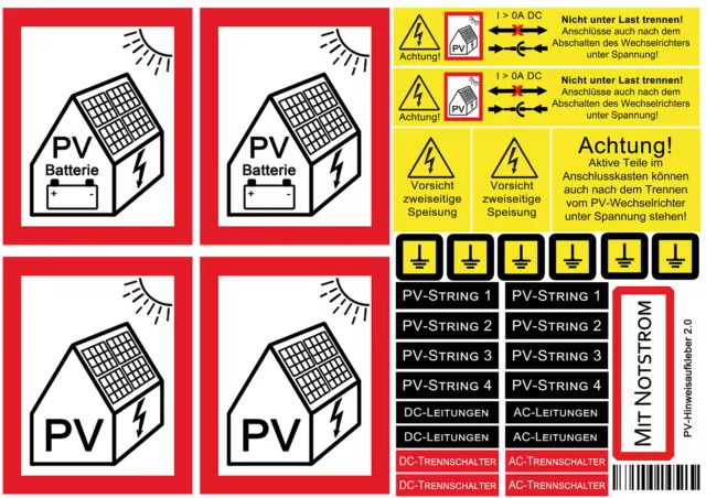 Aufkleber Feuerwehrzeichen PV-Abschaltung nach DIN 4066
