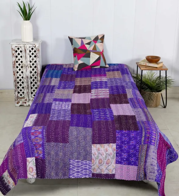 Bohemian Patchwork Quilt Kantha Quilt Handmade Vintage Quilts Boho  Bedcover