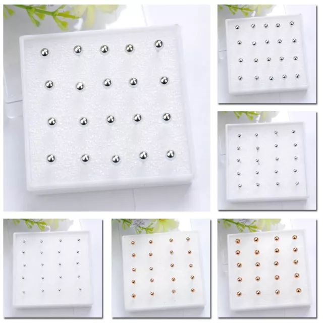 10 Paar Kleine Kugelperlen Ohrringe Ohrstecker Modeschmuck Set 2mm /3mm /4mm