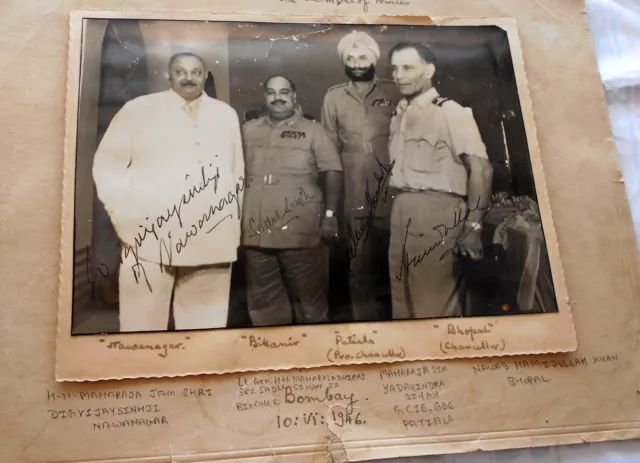 4 Indian Maharaja Army General hand Signed Photo 1946 Poland refugee World War 2