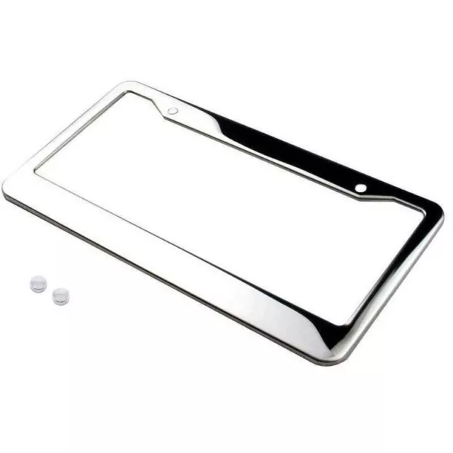 1PCS Chrome Stainless Steel Metal License Plate Frame Tag Cover With Screw C*tz 3