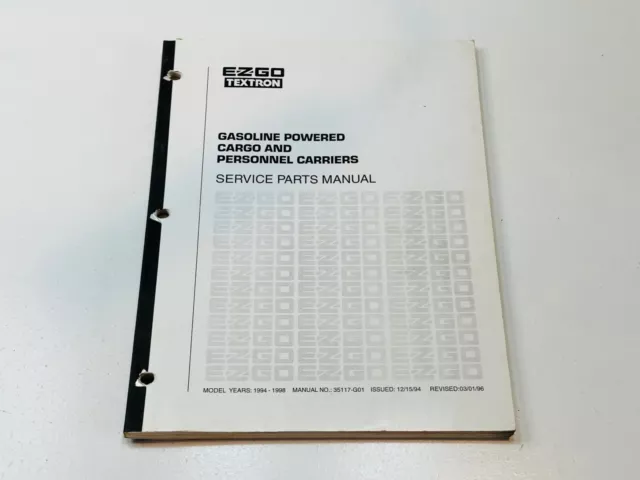 E-Z-Go Industrial Parts Manual Book Gasoline Personnel Carrier GXI-875 GXT-875