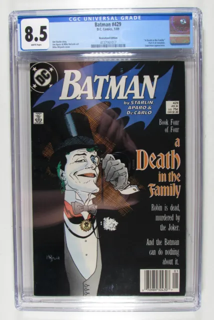 Batman #429 DC (1989) CGC 8.5 VF+ Newsstand Death in the Family Graded Comic