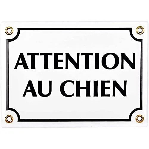 Sosenco Plaque emaillée Attention au Chien 12x17 cm - Pancarte Attention au C...