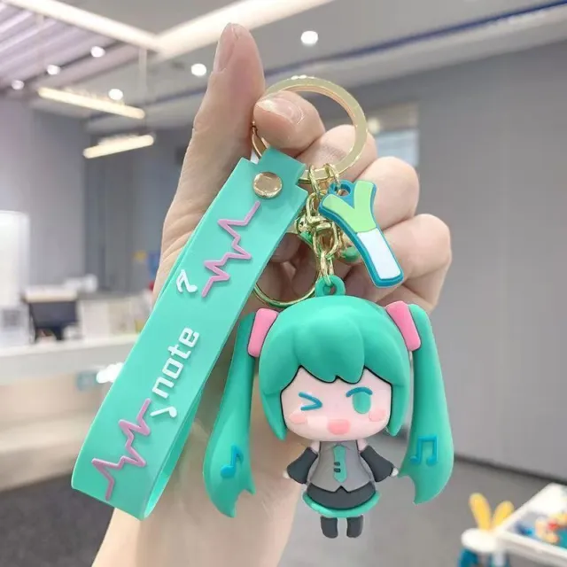 Hatsune Miku Green Cartoon Kawaii Keychain Wallet Charm Keychain L1