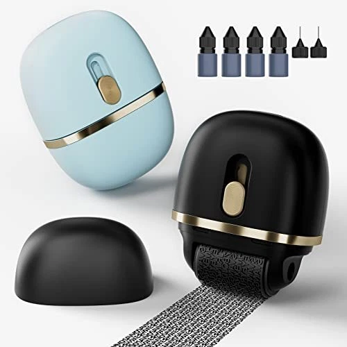Identity Protection Roller Stamps 2 Pack - Confidential Roller Black+blue