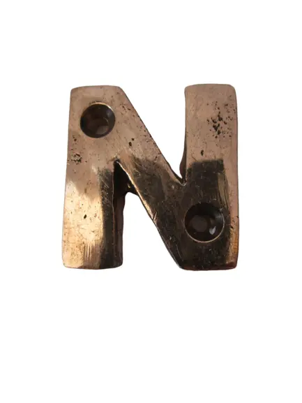 N – BRASS Letters / Letter - HOUSE DOOR Sign - SOLID - Capital Alphabet Letter