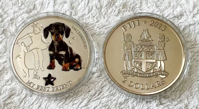 Rare Fiji Dachshund .999 Silver Layered Coin - Add to Your Collection!