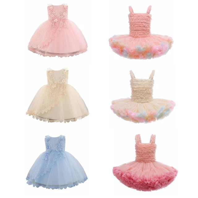 Newborn Baby Girls Wedding Birthday Party Dresses Floral Lace Christening Gown