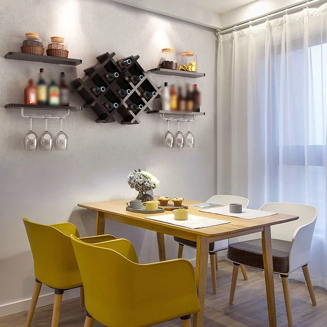Armadietto per vino scaffale per vino supporto a parete legno supporto per bottiglie appendere scaffali neri