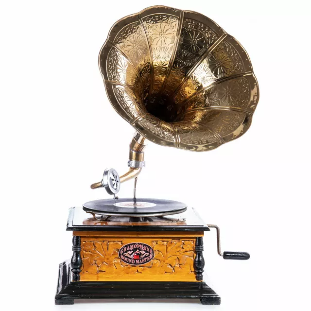 Trichter Grammophon his Masters Voice Plattenspieler Art Deco Schellackplatte