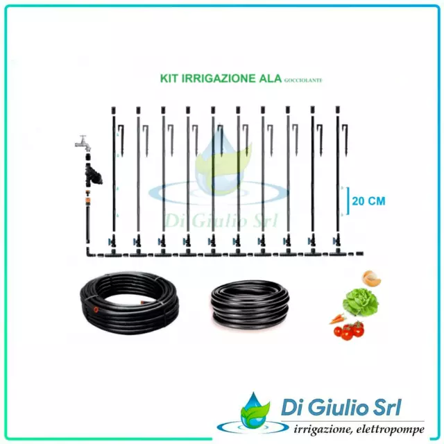Kit Irrigazione goccia 100 mq  Impianto Tubo Orto Giardino Ala Gocciolante