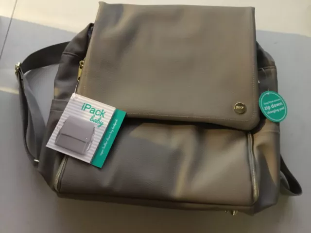 IpackBaby Leather Diaper Bag/BackPack w Adjustable straps and Pullout Changing
