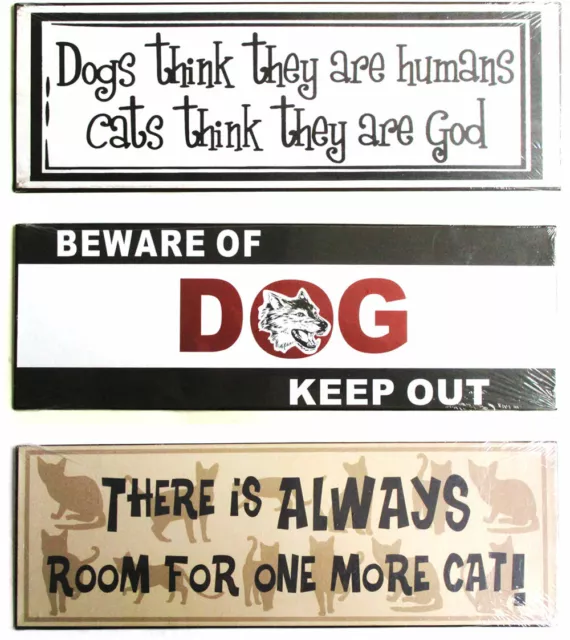 Blechschild HUND KATZE 12 x 35 cm Metallschild Nostalgie Retro cat dog Haustiere