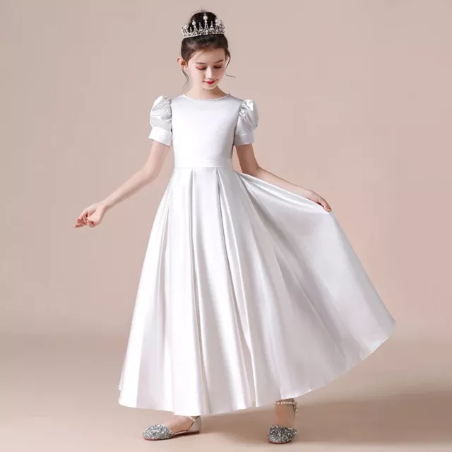 Girls Satin First communion Dress Wedding Performance Flower girl Princess Dress