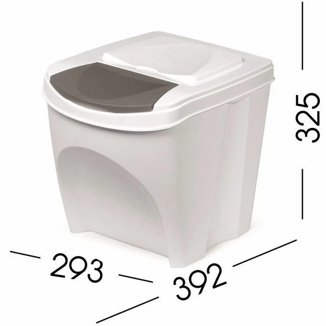WHITE 20 LITRE Large Stackable Recycling Sorting Colour Coded Plastic