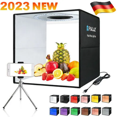 Tragbar Fotobox 40x40x40cm Fotostudio Set Led Lichtbox für Fotografie 12-Farben