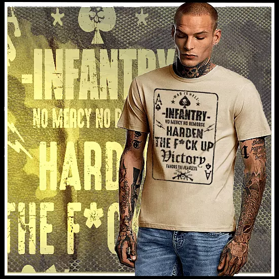 Combat t-shirt military Infantryman Machine Gunner Harden Up Warrior Combat tee