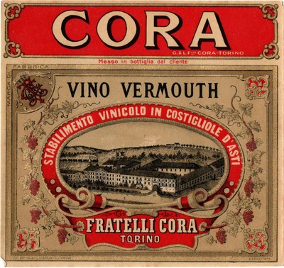 FRATELLI CORA 01697 "VINO VERMOUTH TORINO" ORIG.LABEL TRAIN 