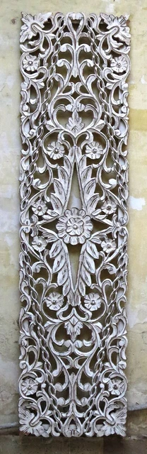 Kraft Mistry 60x16" Floral Vine Carved White Wall Décor, PERU