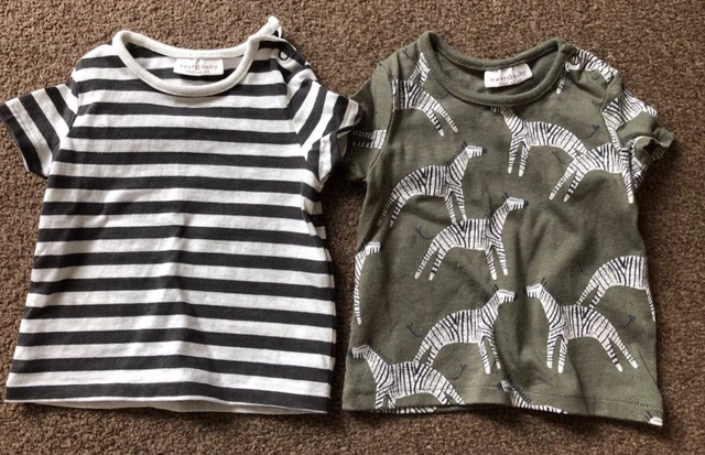 2x Next Newborn/ First Size Boys T-Shirts- Stripe/Green