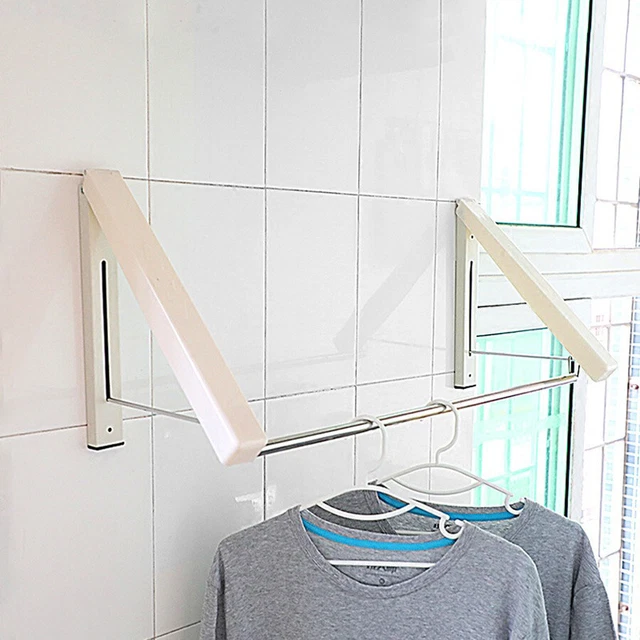 INDOOR WALL MOUNTED Folding Clothes Airer Laundry Rack Drying Hanger ...