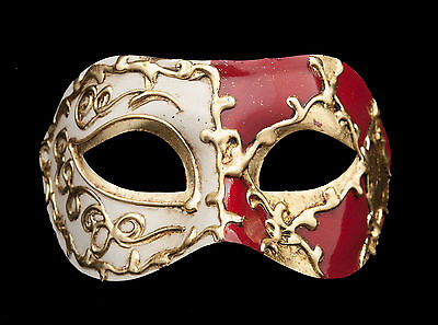 Mask from Venice Colombine Harlequin Red And Golden for Prom Mask 1416 VG26