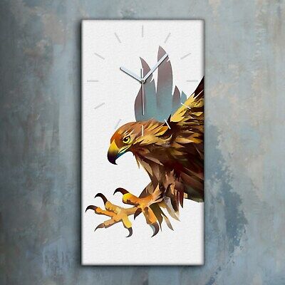 Aigle Silencieux Horloge murale sur toile 30x60 Animal Oiseau Aigle Tableau  Art Décor 