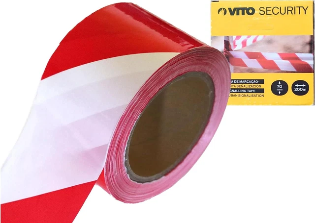 VITO Flatterband - Absperrband Rot Weiß Im Karton - 200M X 70Mm Warnband Nicht K