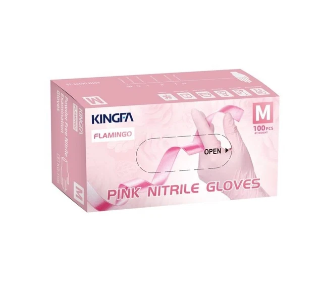 Guantes de nitrilo rosa Kingfa 100 piezas