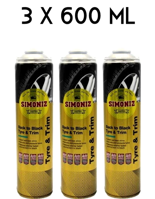 SIMONIZ, Back to Black Shine, ripristina una finitura lucida duratura sui pneumatici (3 x 600 ml)