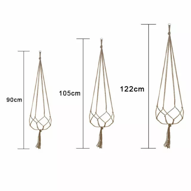 Macrame Jute Plant Hanger Flower Pot Holder Wall Art Garden Hanging Rope