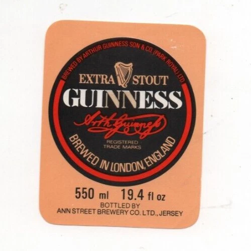 Jersey - Vintage Guinness Label - Ann Street Brewery, St. Helier