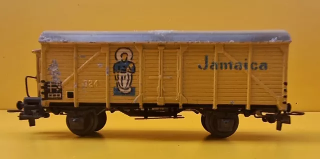 Kühlwagen 326.2 gelb, Aufschrift Jamaica, mit Bremserhaus, Märklin v. 1950, Guss